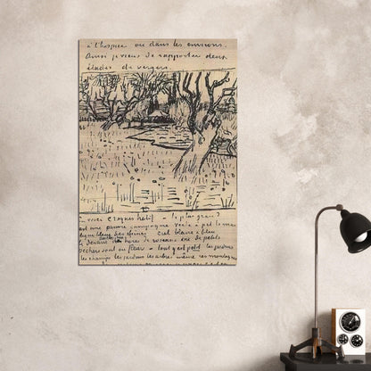 Orchard in Bloom with View of Arles - Vincent van Gogh Brushed Aluminum Print - 70x100 cm / 28x40 inches | Vincent van Gogh Aluminum Print | Vincent van Gogh Prints