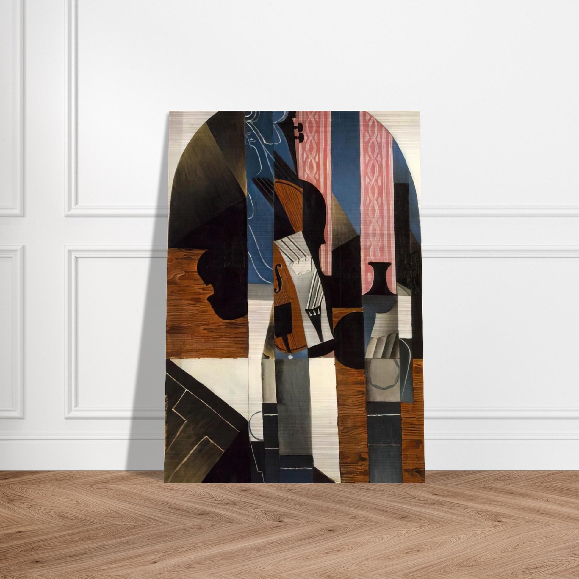VIOLIN AND INK BOTTLE ON A TABLE 1913 - Juan Gris Brushed Aluminum Print - 70x100 cm / 28x40 inches | Juan Gris Aluminum Print | Juan Gris Prints