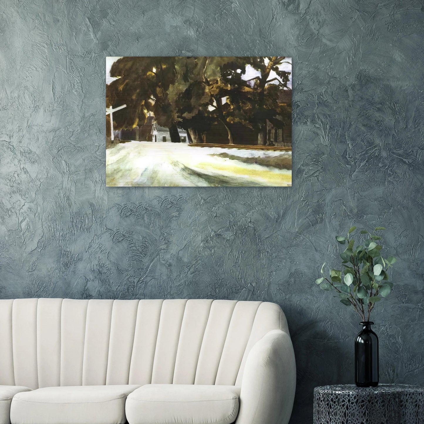 Railroad Crossing - Edward Hopper Brushed Aluminum Print - 70x100 cm / 28x40 inches | Edward Hopper Aluminum Print | Edward Hopper Prints