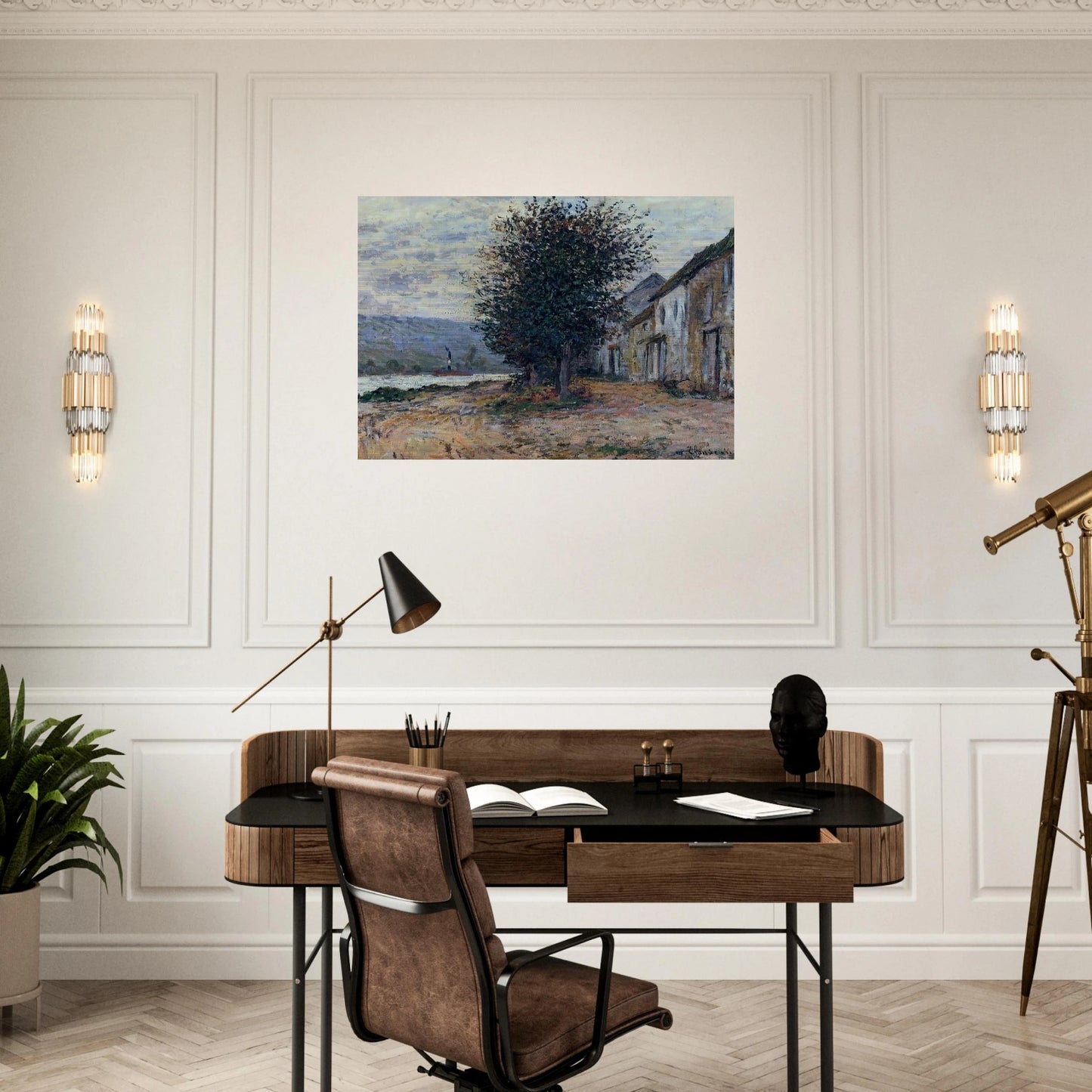 The Banks of the Seine - claude monet Brushed Aluminum Print - 70x100 cm / 28x40 inches | claude monet Aluminum Print | claude monet Prints