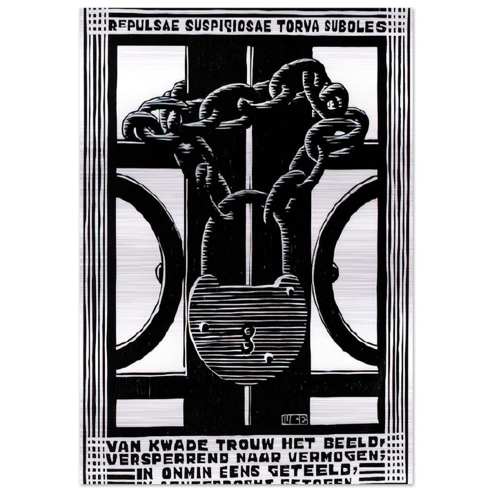 PADLOCK - MC Escher Brushed Aluminum Print - 70x100 cm / 28x40 inches | MC Escher Aluminum Print | MC Escher Prints