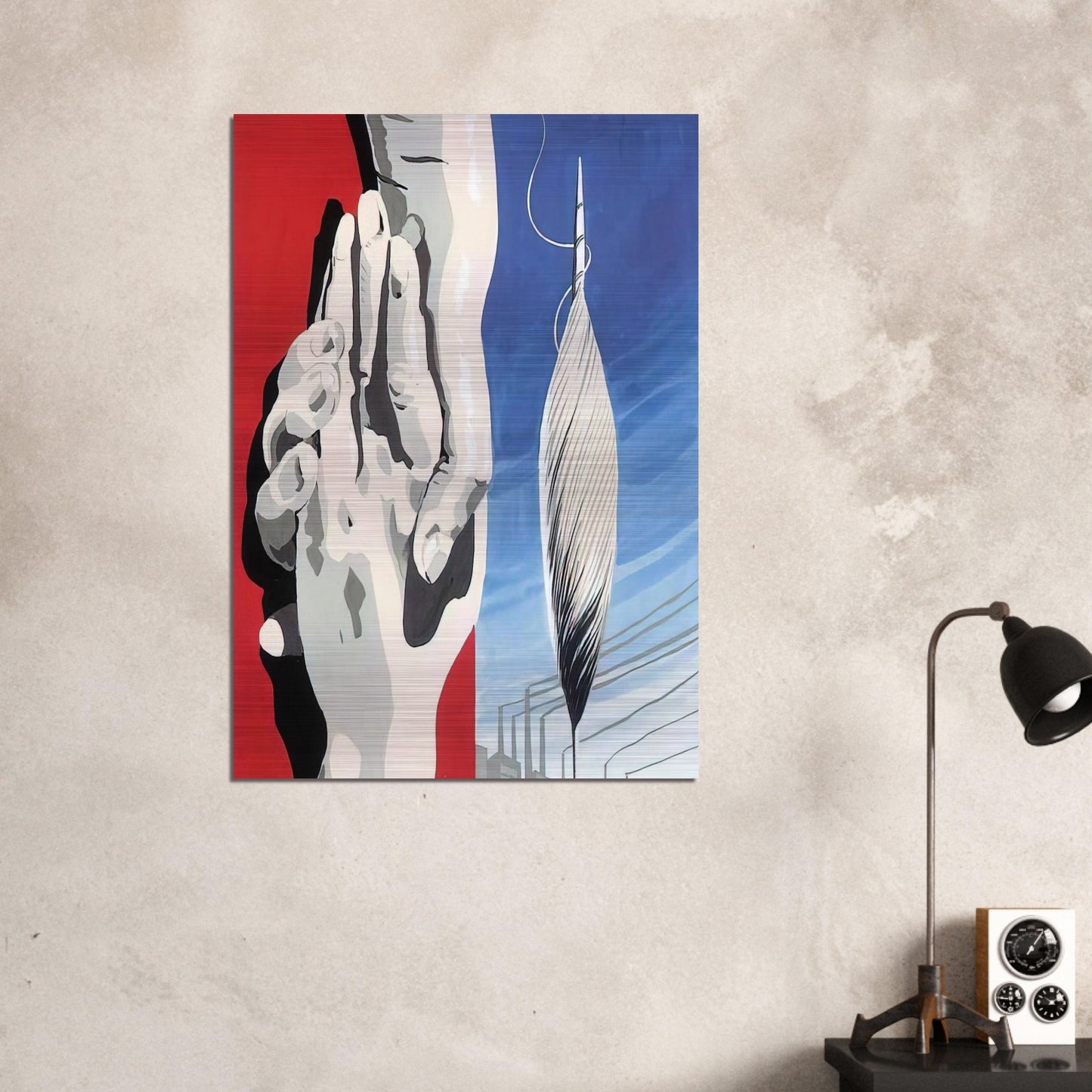 PROJECT OF POSTER THE CENTER OF TEXTILE WORKERS IN BELGIUM 1938 1 - Rene Magritte Brushed Aluminum Print - 70x100 cm / 28x40 inches | Rene Magritte Aluminum Print | Rene Magritte Prints