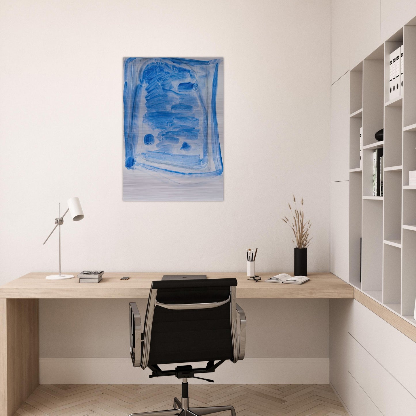 Sketchy Cobaltic Blue Flag - 2009 - Ralston Crawford Brushed Aluminum Print - 70x100 cm / 28x40 inches | Ralston Crawford Aluminum Print | Ralston Crawford Prints