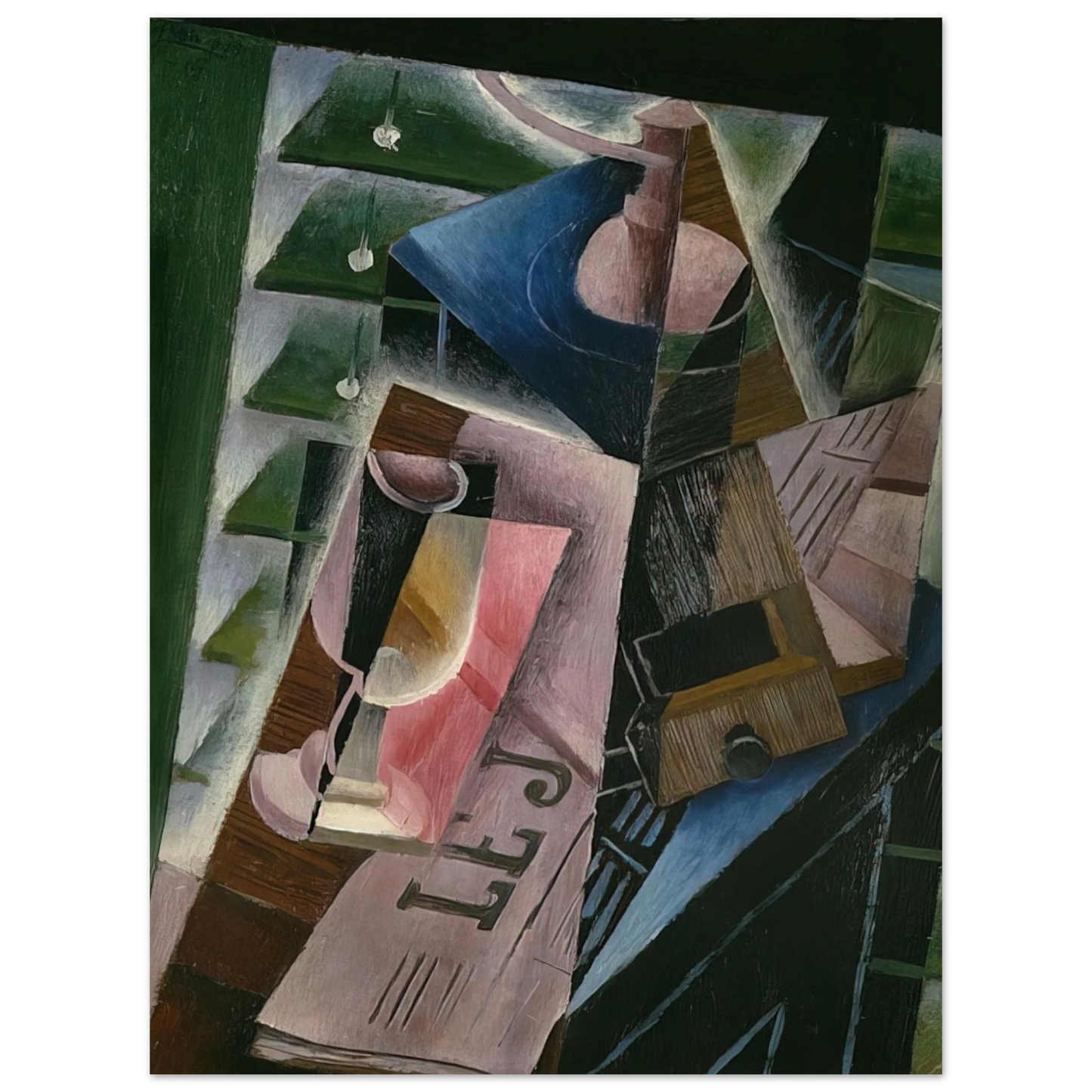 Juan Gris - COFFEE GRINDER AND GLASS 1915  75x100 cm / 30x40inches Fine Art Poster