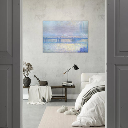 Charing Cross Bridge, Overcast Weather - claude monet Brushed Aluminum Print - 70x100 cm / 28x40 inches | claude monet Aluminum Print | claude monet Prints