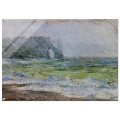 The Manneport, Etretat in the Rain - claude monet Acrylic Print - 70x100 cm / 28x40″ inches