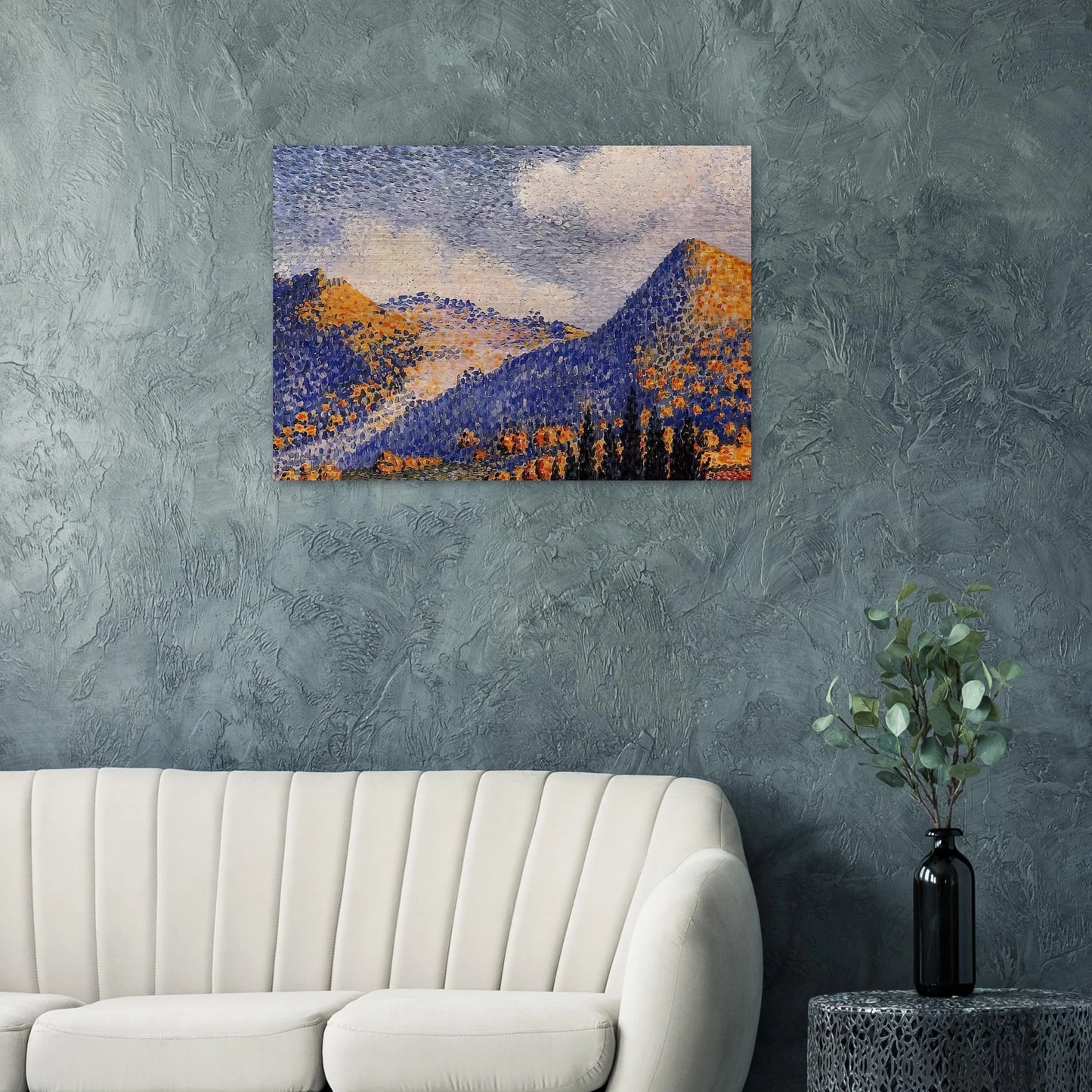 Landscape, the Little Maresque Mountains - Henri-Edmond Cross Brushed Aluminum Print - 70x100 cm / 28x40 inches | Henri-Edmond Cross Aluminum Print | Henri-Edmond Cross Prints
