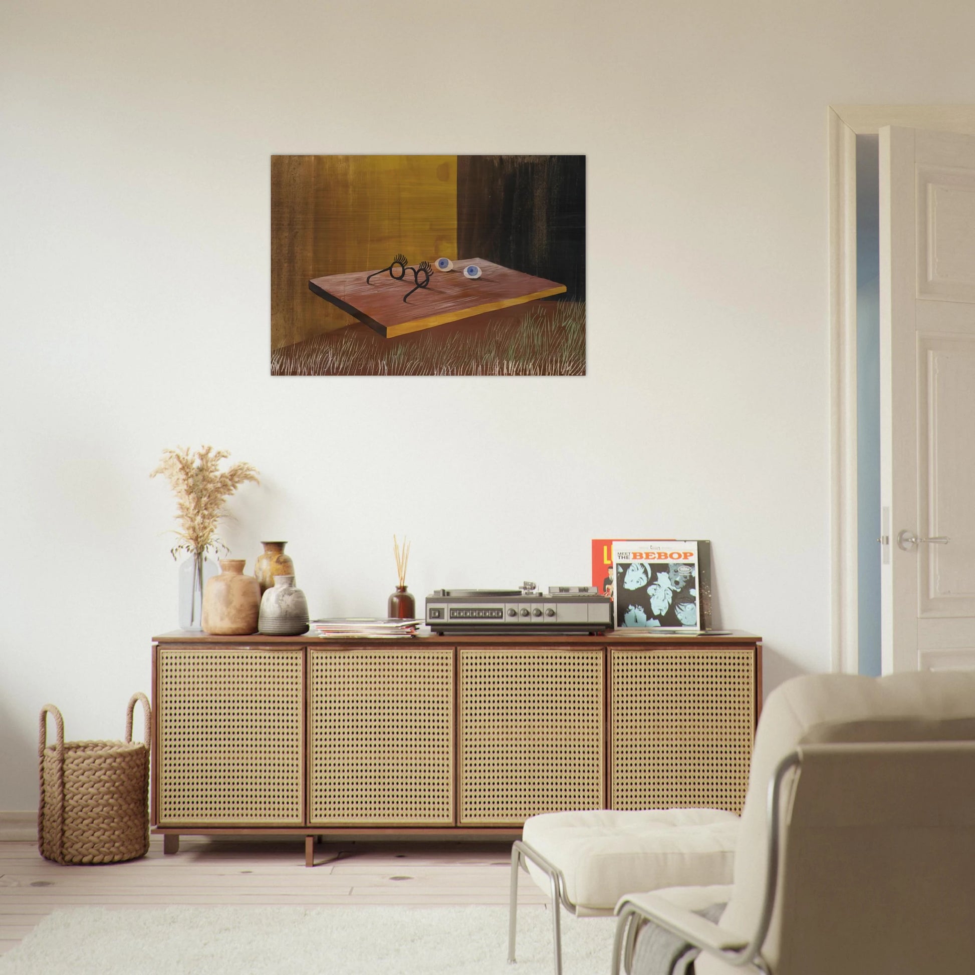EYES ON THE TABLE 1938 - Remedios Varo Brushed Aluminum Print - 70x100 cm / 28x40 inches | Remedios Varo Aluminum Print | Remedios Varo Prints