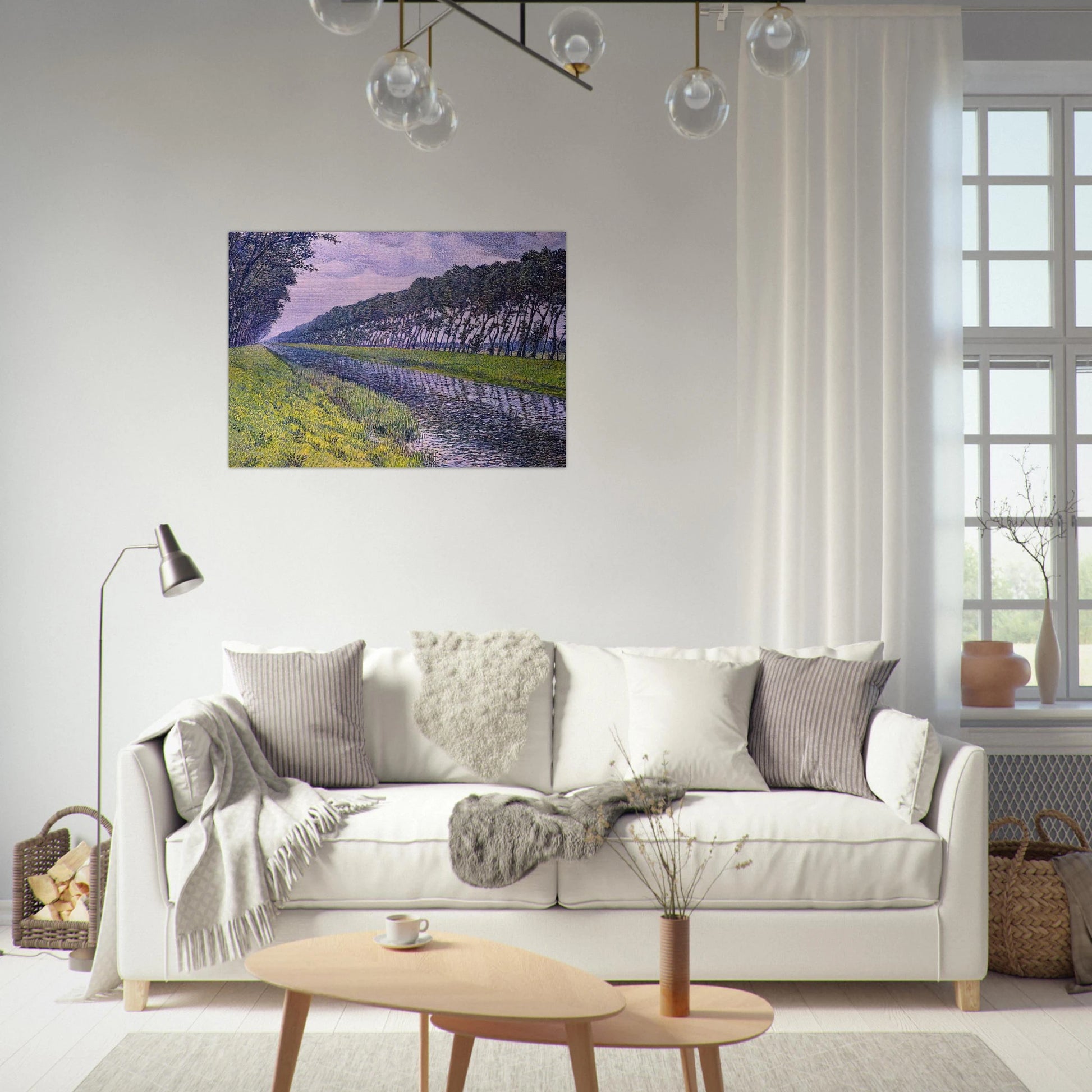 CANAL IN FLANDERS 1894 1 - Theo van Rysselberghe Brushed Aluminum Print - 70x100 cm / 28x40 inches | Theo van Rysselberghe Aluminum Print | Theo van Rysselberghe Prints
