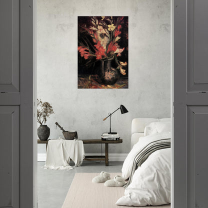 Vase with Red Gladioli - Vincent van Gogh Brushed Aluminum Print - 70x100 cm / 28x40 inches | Vincent van Gogh Aluminum Print | Vincent van Gogh Prints