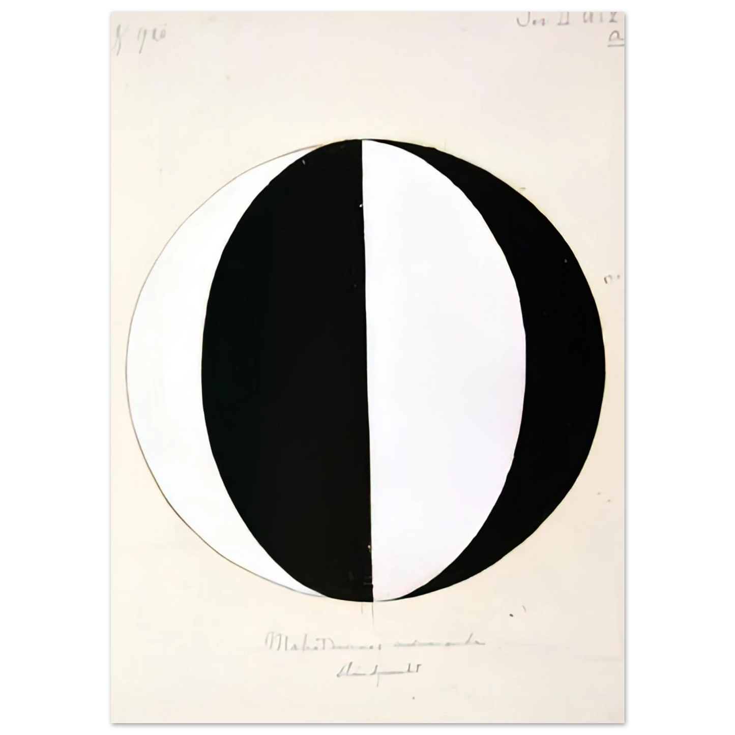 Hilma af Klint - THE MAHATMAS PRESENT STANDING POINT SERIES II NO 2A 1920 Wall art - 28x43  cm / XL (11x17 inches) - Premium Wooden Framed Poster With Fine Art Paper-canvas - Black frame