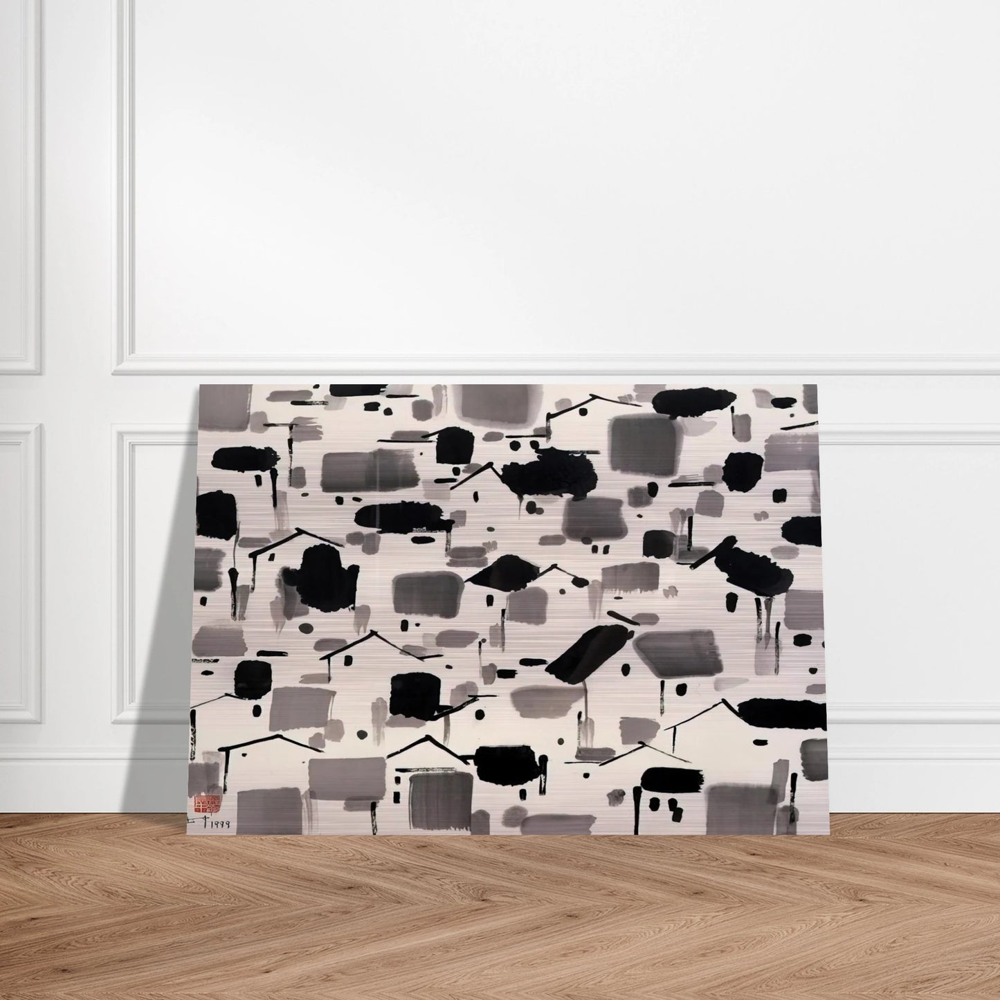 Home of Man - 1999 - Wu Guanzhong Brushed Aluminum Print - 70x100 cm / 28x40 inches | Wu Guanzhong Aluminum Print | Wu Guanzhong Prints