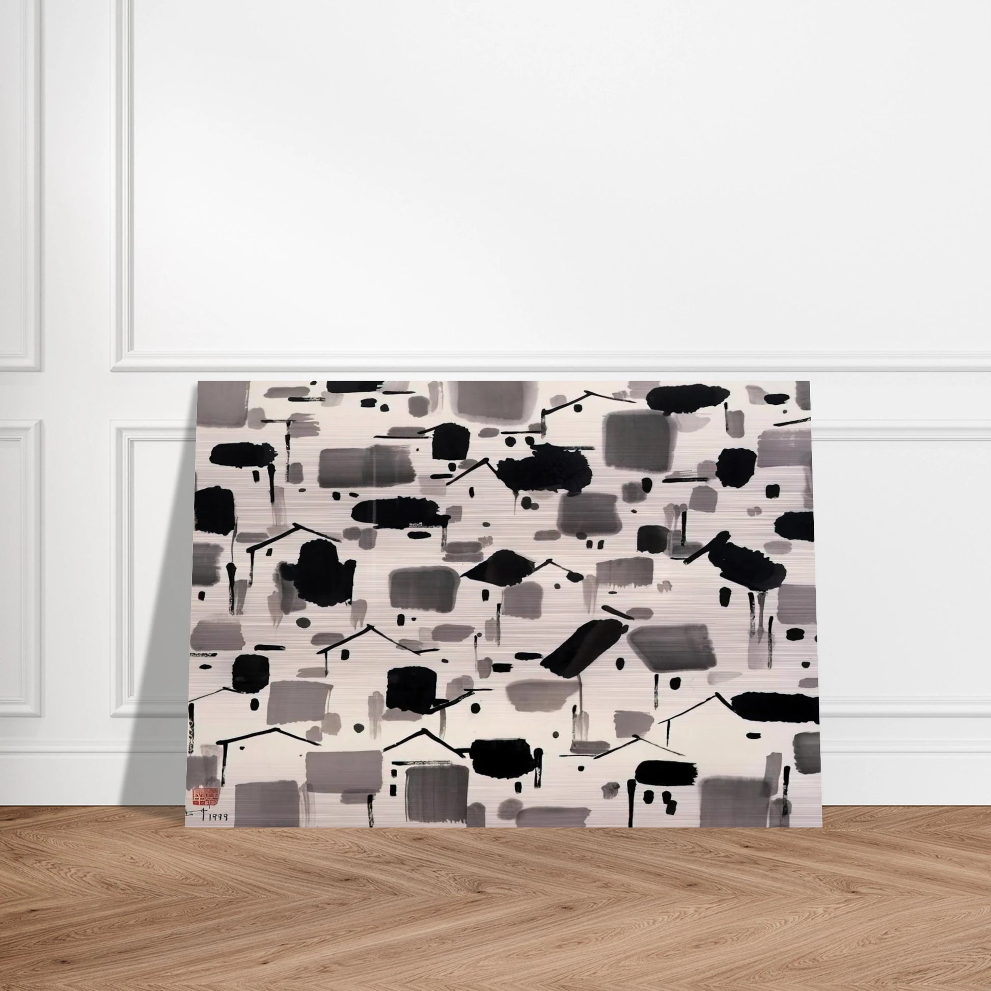 Home of Man - 1999 - Wu Guanzhong Brushed Aluminum Print - 70x100 cm / 28x40 inches | Wu Guanzhong Aluminum Print | Wu Guanzhong Prints