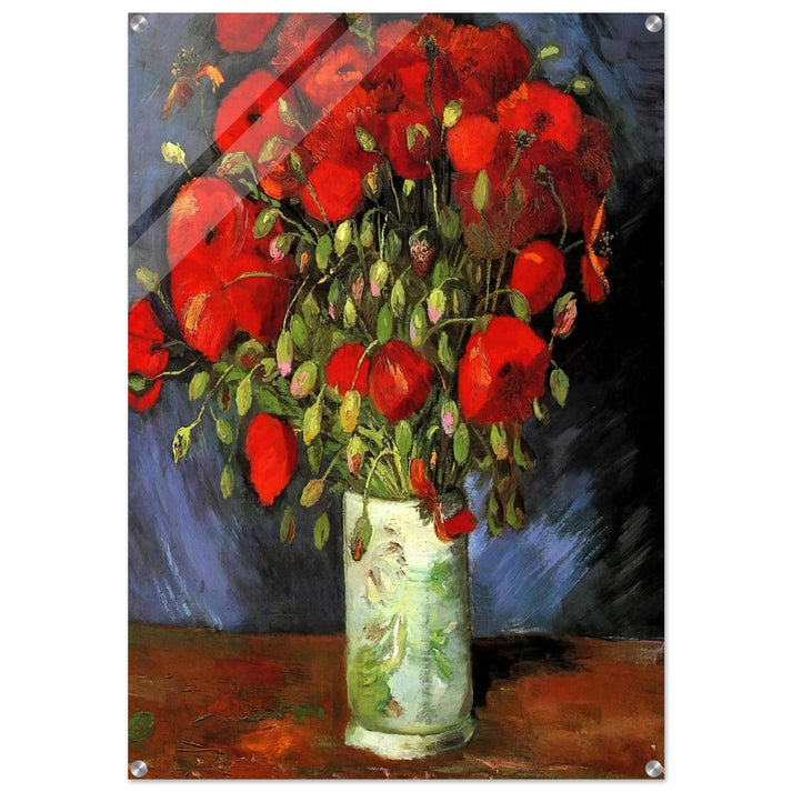 Vase with Red Poppies - Vincent van Gogh Acrylic Print - 70x100 cm / 28x40″ inches
