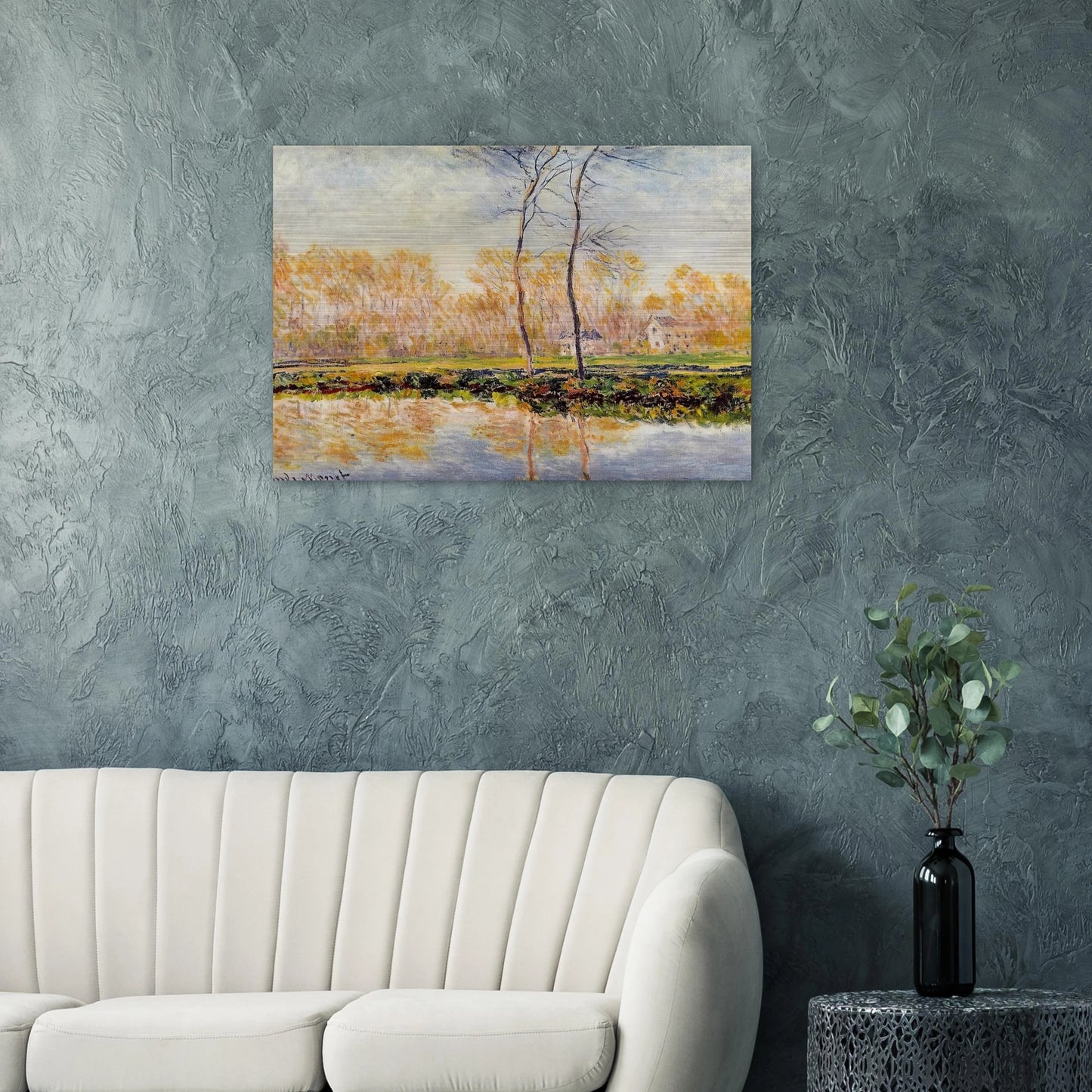 The Banks of the River Epte at Giverny - claude monet Brushed Aluminum Print - 70x100 cm / 28x40 inches | claude monet Aluminum Print | claude monet Prints