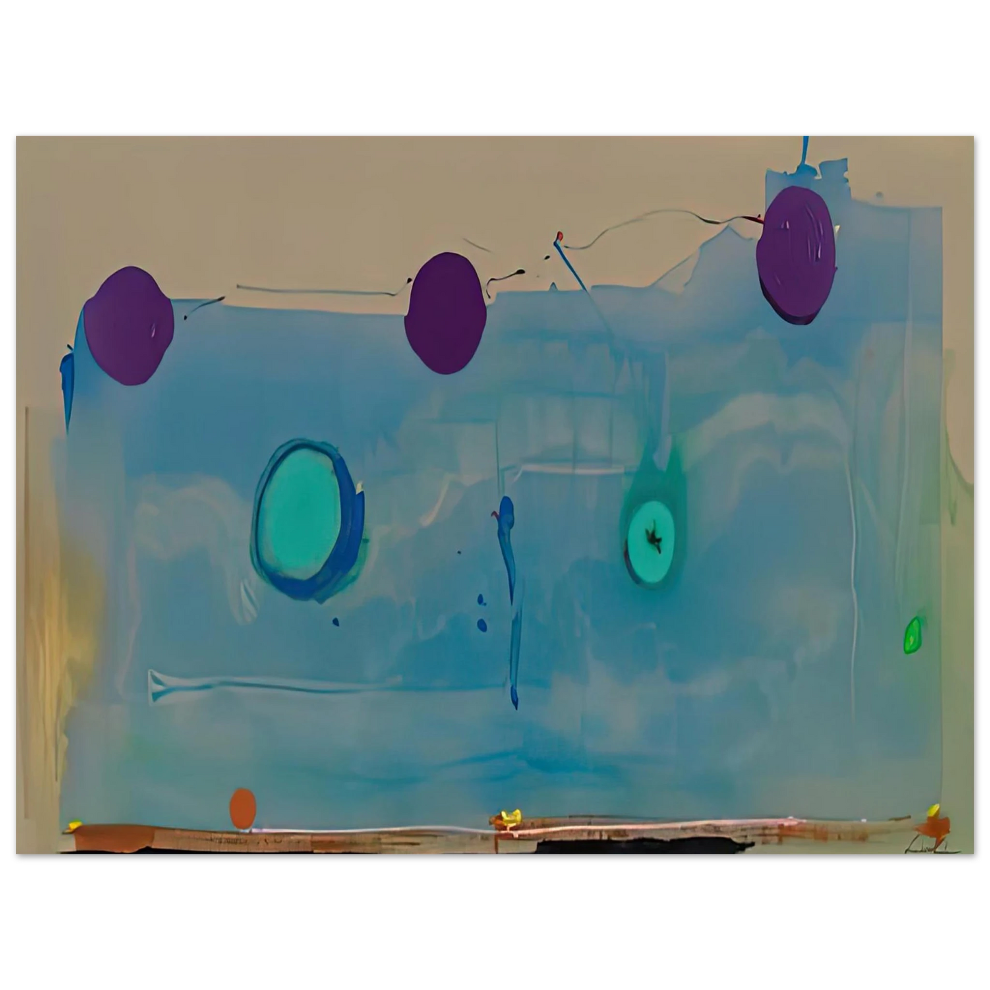 Helen Frankenthaler - Water Shadows, 1988- Wall Art - 21x29.7 cm / 8x12" - Premium Wooden Framed Poster With Fine Art Paper-canvas - White frame