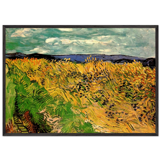Wheat Field with Cornflowers - Vincent van Gogh 70x100 cm / 28x40 inches Framed Art Print – Black Wooden Frame