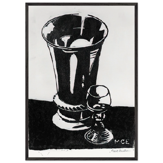 STILL LIFE 1917 - MC Escher 70x100 cm / 28x40 inches Framed Art Print – Black Wooden Frame | Maurits Cornelis Escher Prints