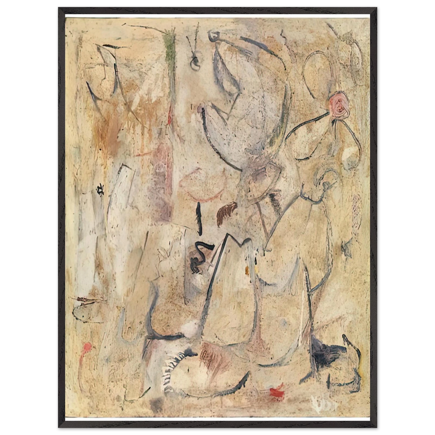 Helen Frankenthaler - Beach, 1950- Wall Art - 60x80 cm / 24x32 inches - Premium Wooden Framed Poster With Fine Art Paper-canvas - White frame