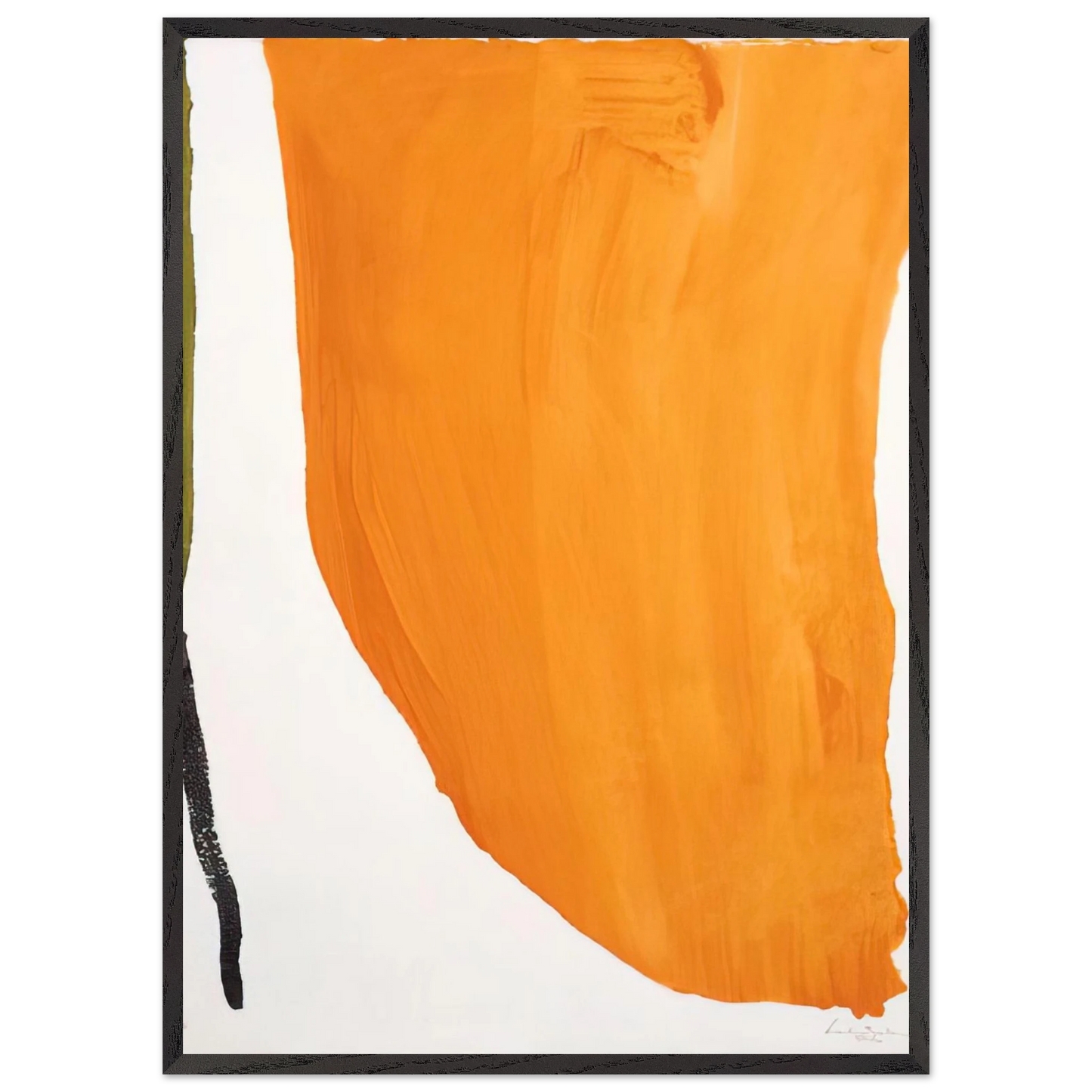 Helen Frankenthaler - Orange Downpour - 1970 Wall art - 28x43  cm / XL (11x17 inches) - Premium Wooden Framed Poster With Fine Art Paper-canvas - White frame