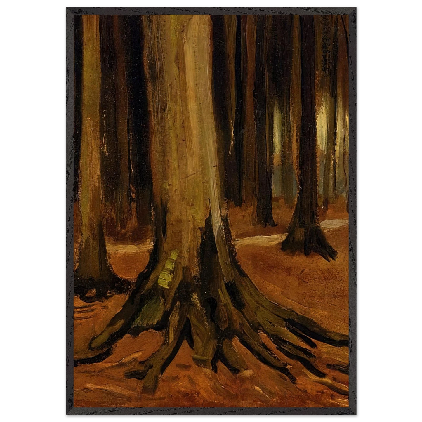 Girl in the Woods - Vincent van Gogh 70x100 cm / 28x40 inches Framed Art Print – Black Wooden Frame