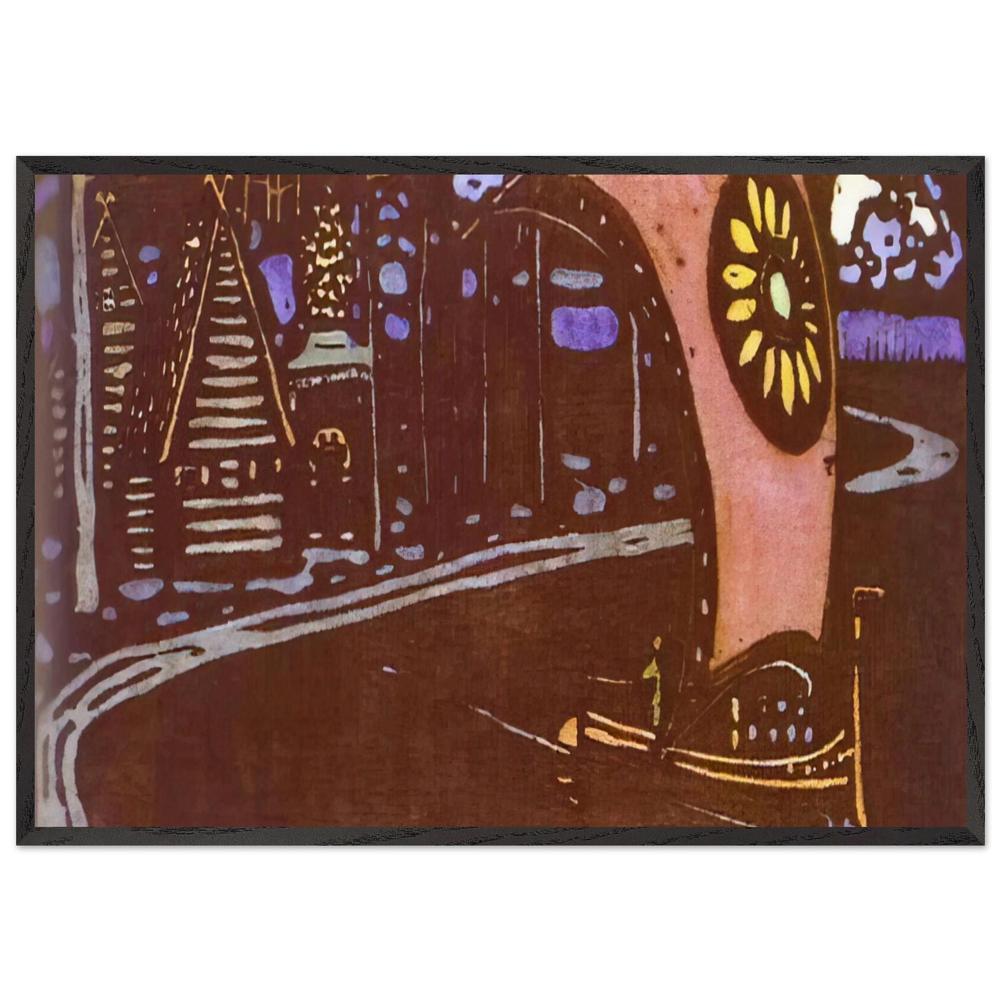 THE GOLDEN SAIL 1903 - Wassily Kandinsky 70x100 cm / 28x40 inches Framed Art Print – Black Wooden Frame