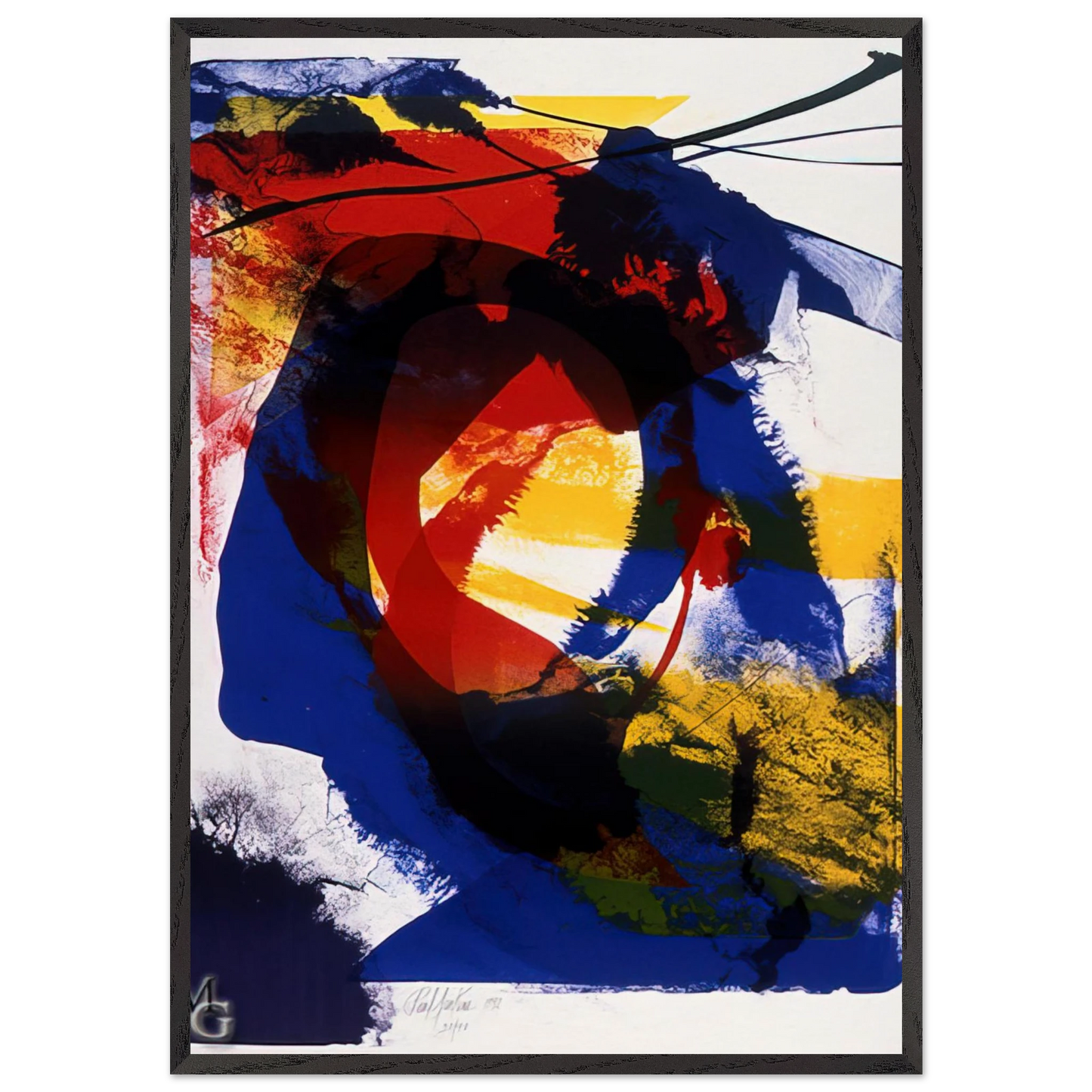Distance Finding Mozart - 1992 - Paul Jenkins 70x100 cm / 28x40 inches Framed Art Print – Black Wooden Frame