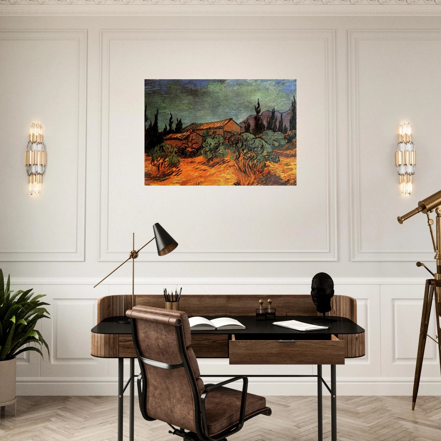 Wooden Sheds - Vincent van Gogh Brushed Aluminum Print - 70x100 cm / 28x40 inches | Vincent van Gogh Aluminum Print | Vincent van Gogh Prints