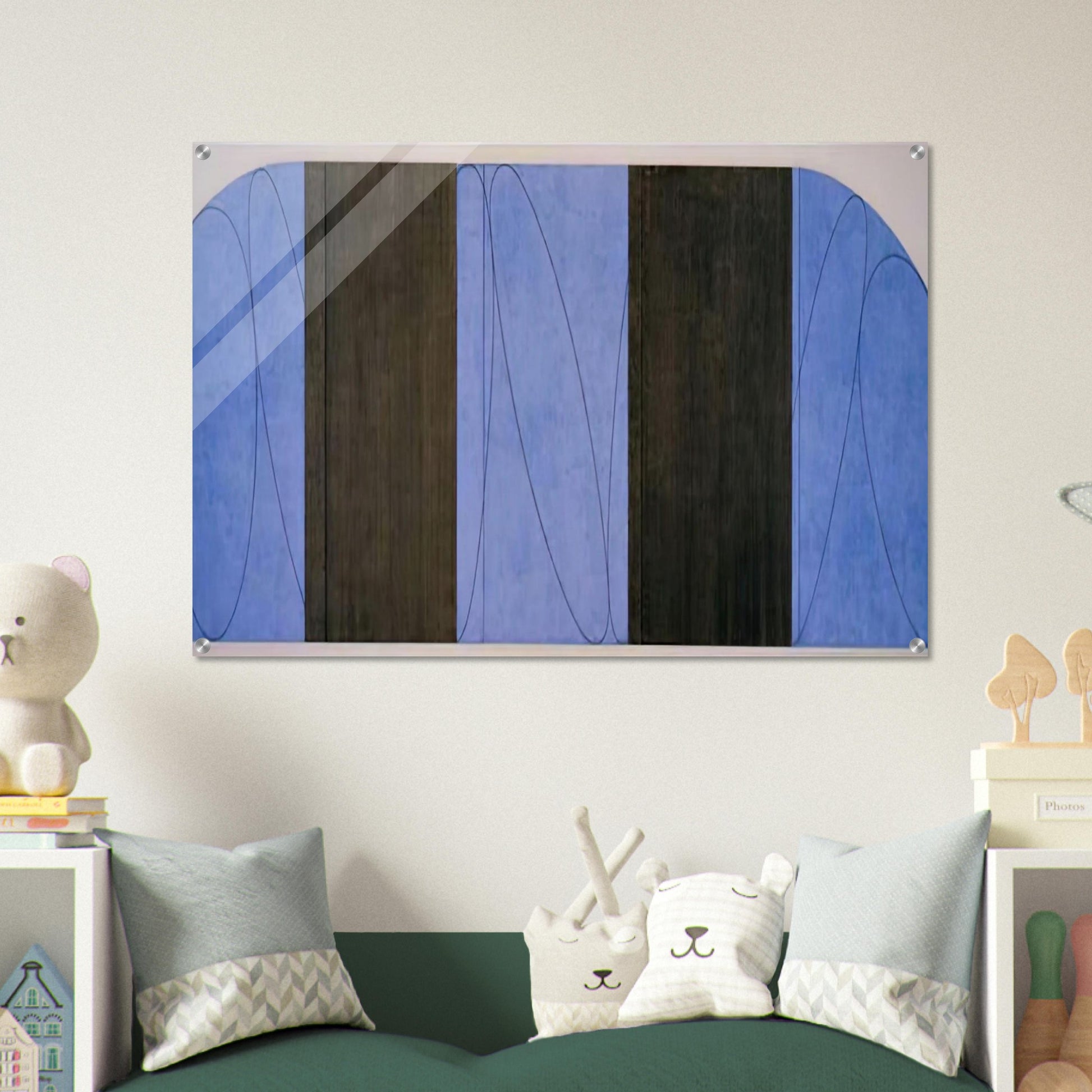 BLUE BLACK FIVE PANEL ZONE PAINTING 1998 - Robert Mangold Acrylic Print - 70x100 cm / 28x40″ inches | Robert Mangold Wall Art | Robert Mangold Prints
