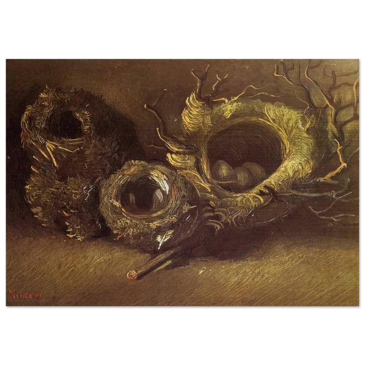 Still Life with Three Birds Nests - Vincent van Gogh Brushed Aluminum Print - 70x100 cm / 28x40 inches | Vincent van Gogh Aluminum Print | Vincent van Gogh Prints