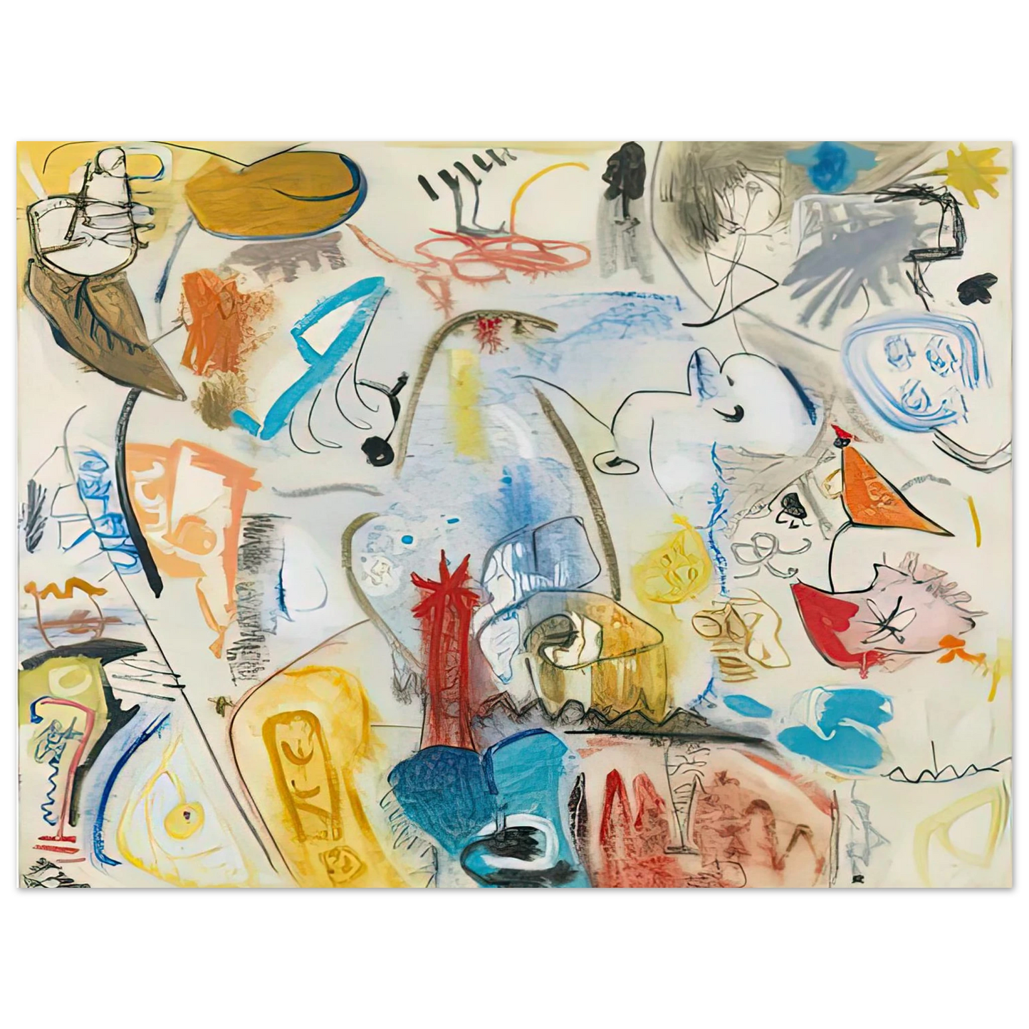 Helen Frankenthaler - Circus Landscape, 1951- Wall Art - 60x80 cm / 24x32 inches - Premium Wooden Framed Poster With Fine Art Paper-canvas - White frame