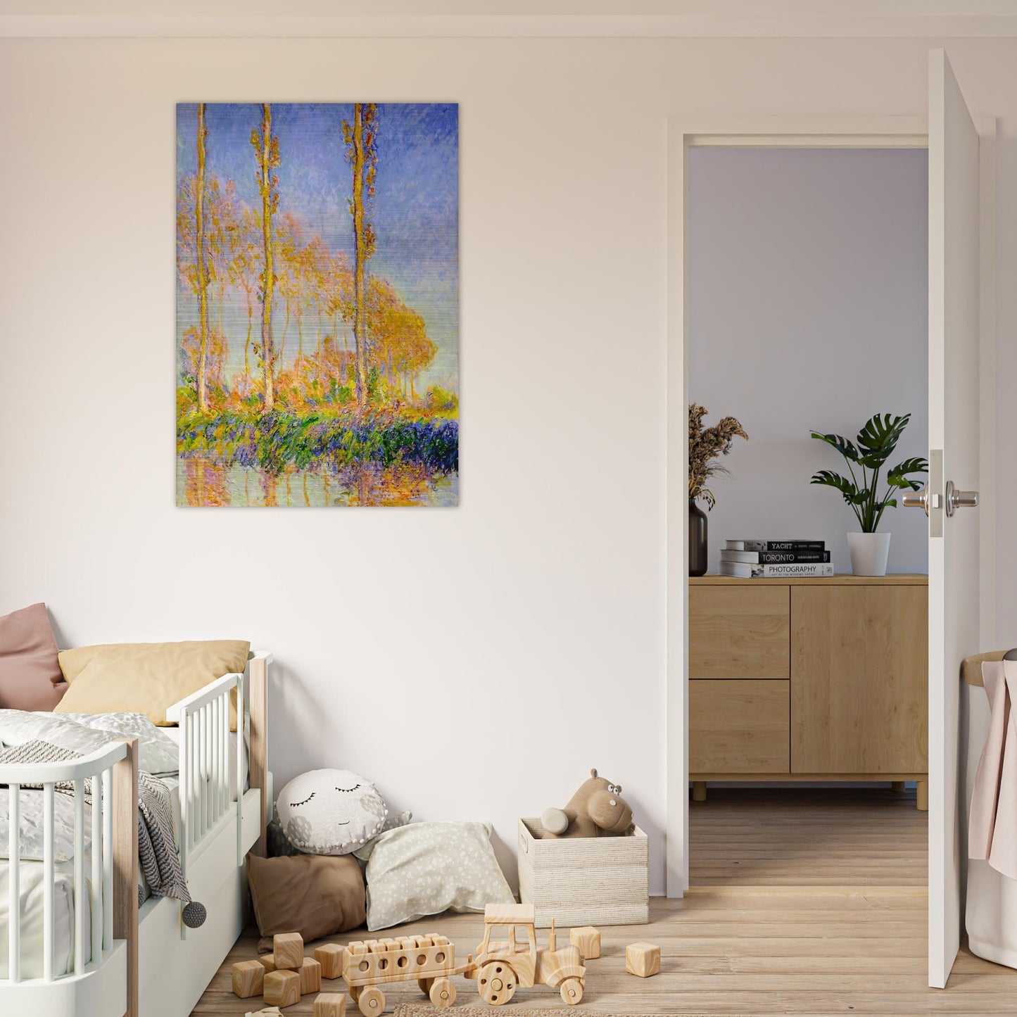 Poplars, Autumn, Pink Effect - claude monet Brushed Aluminum Print - 70x100 cm / 28x40 inches | claude monet Aluminum Print | claude monet Prints