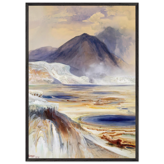 Mammoth Hot Springs Yellowstone - Thomas Moran 70x100 cm / 28x40 inches Framed Art Print – Black Wooden Frame
