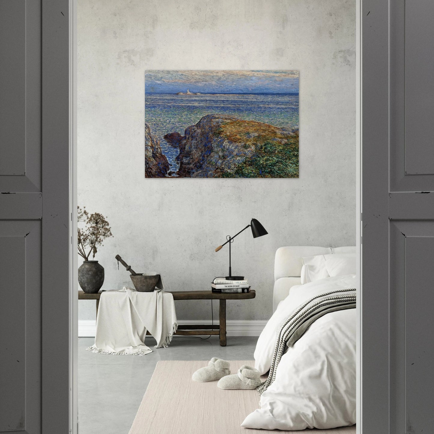 White island light isles of shoals at sundown - Childe Hassam Brushed Aluminum Print - 70x100 cm / 28x40 inches | Childe Hassam Aluminum Print | Childe Hassam Prints