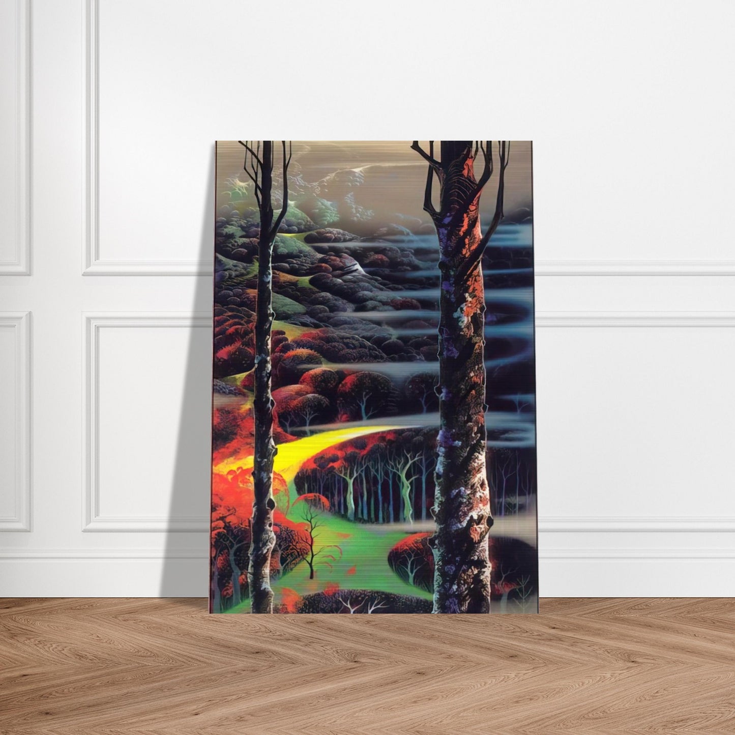 A Touch of Autumn - Eyvind Earle Brushed Aluminum Print - 70x100 cm / 28x40 inches | Eyvind Earle Aluminum Print | Eyvind Earle Prints