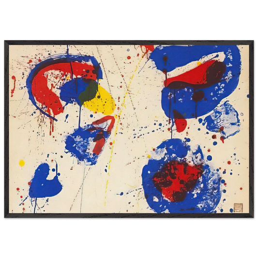 Hurrah for the Red White and Blue - Sam Francis 70x100 cm / 28x40 inches Framed Art Print – Black Wooden Frame