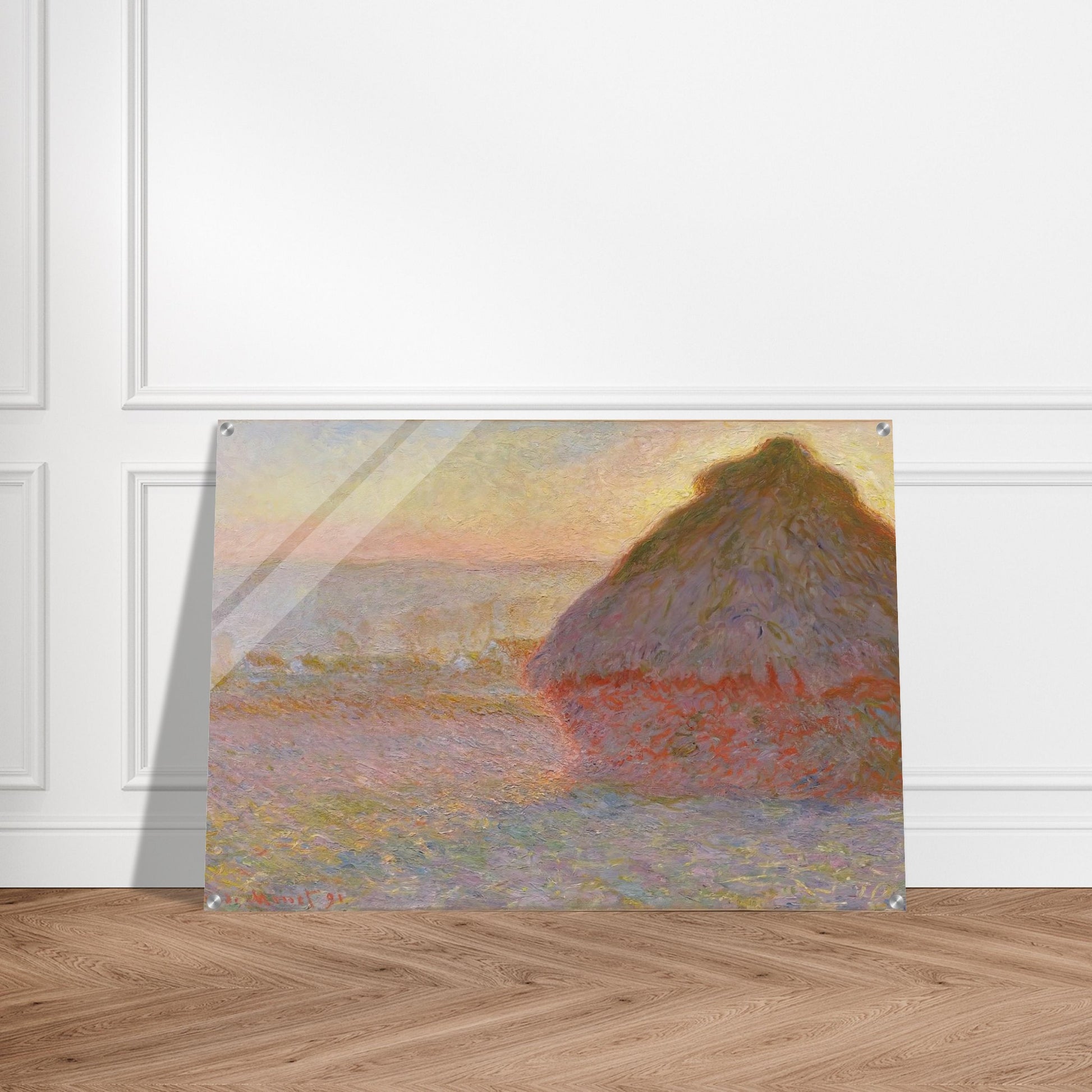 Grainstack Sunset - claude monet Acrylic Print - 70x100 cm / 28x40″ inches | claude monet Wall Art | claude monet Prints