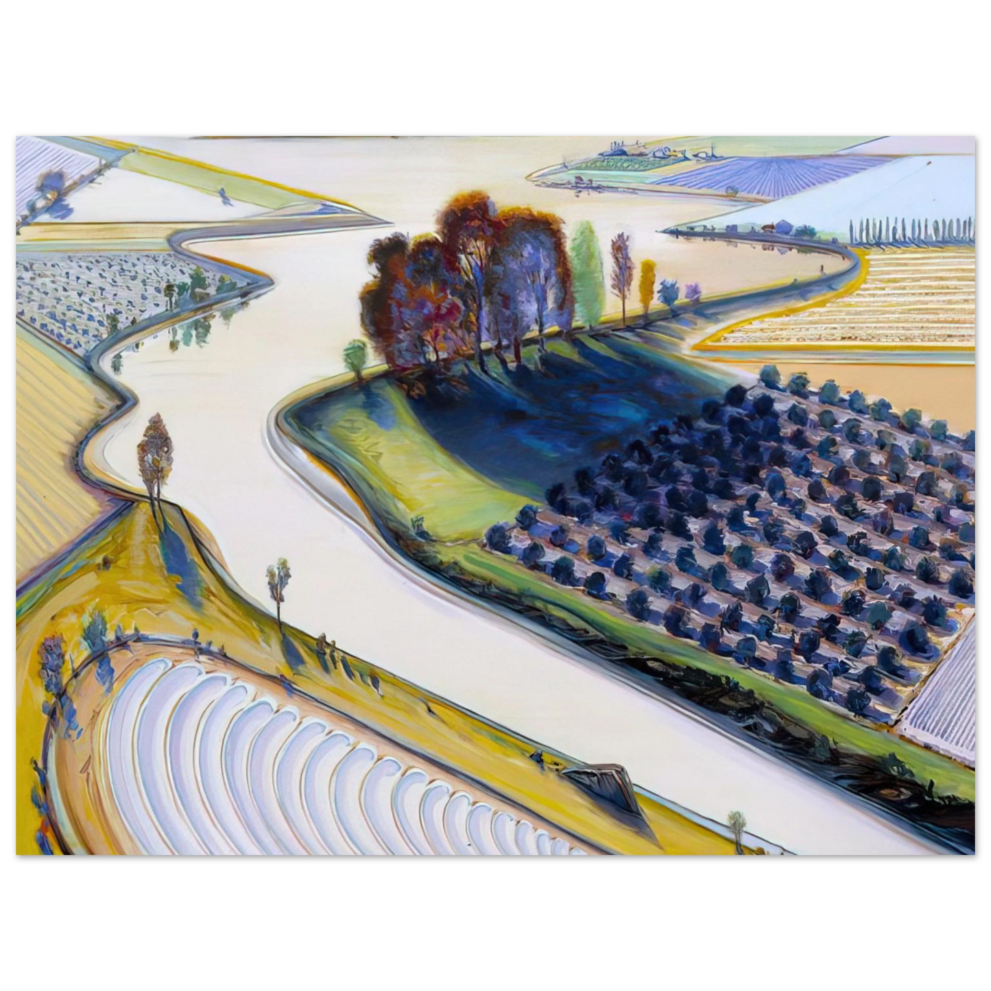 Wayne Thiebaud - Flatland River - 1997 Wall Art - 30x40 cm / 12x16 inches - Fine Art Poster-canvas - -
