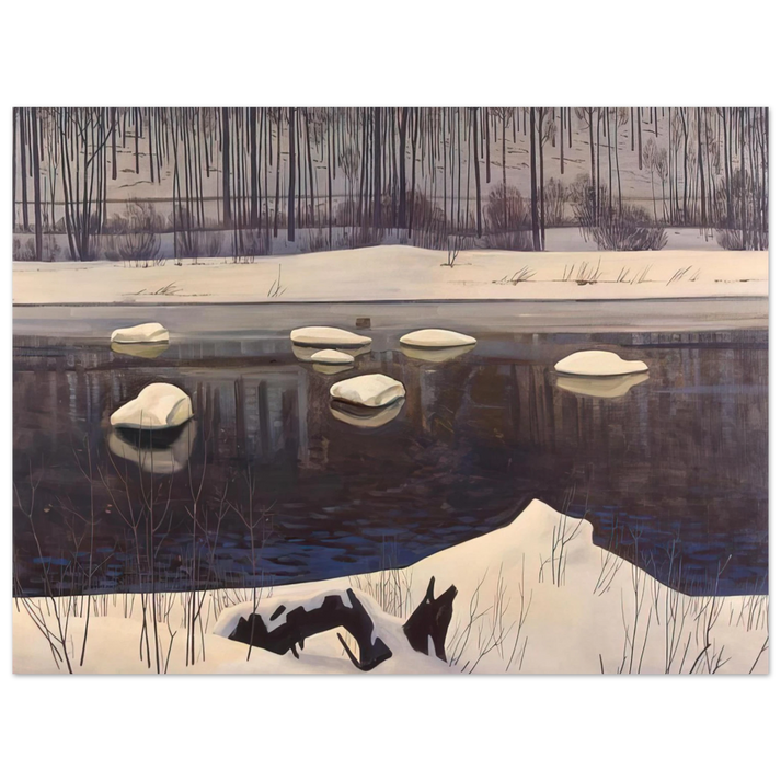 Rockwell Kent - Au Sable River, Winter, Adirondacks  75x100 cm / 30x40inches Fine Art Poster