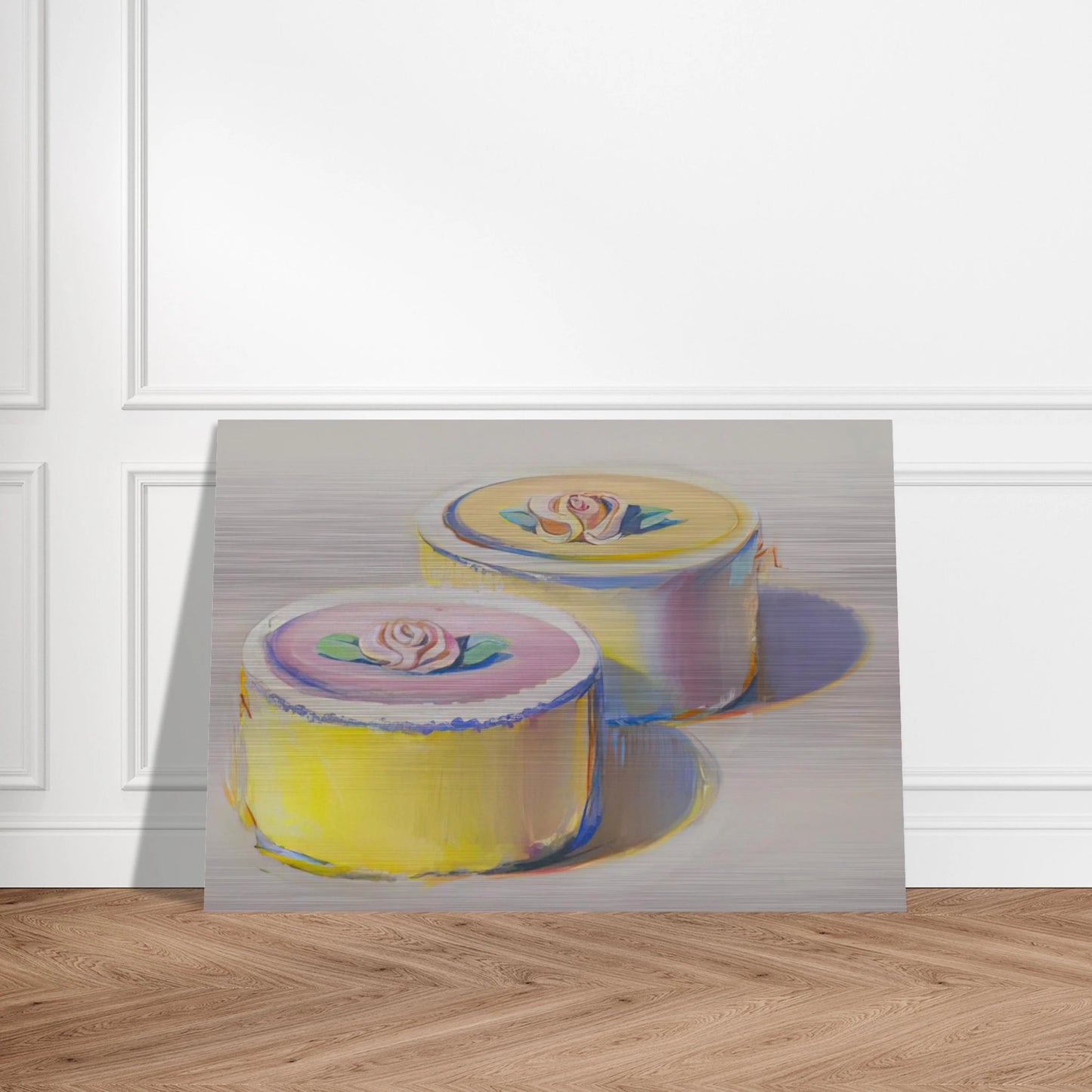 Rosebud Cakes - 1995 - Wayne Thiebaud Brushed Aluminum Print - 70x100 cm / 28x40 inches | Wayne Thiebaud Aluminum Print | Wayne Thiebaud Prints