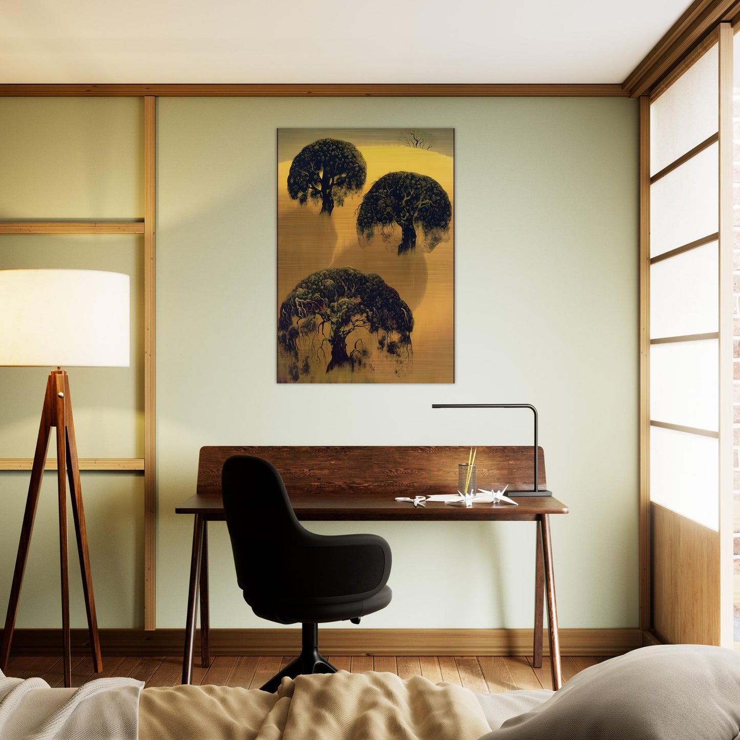 Three Oaks - Eyvind Earle Brushed Aluminum Print - 70x100 cm / 28x40 inches | Eyvind Earle Aluminum Print | Eyvind Earle Prints