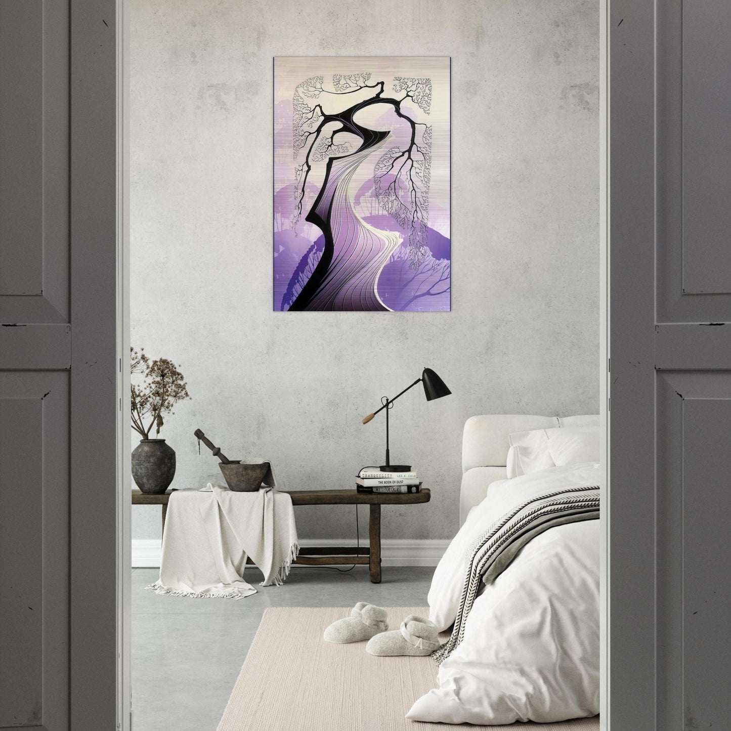 Carmel Cypress - Eyvind Earle Brushed Aluminum Print - 70x100 cm / 28x40 inches | Eyvind Earle Aluminum Print | Eyvind Earle Prints