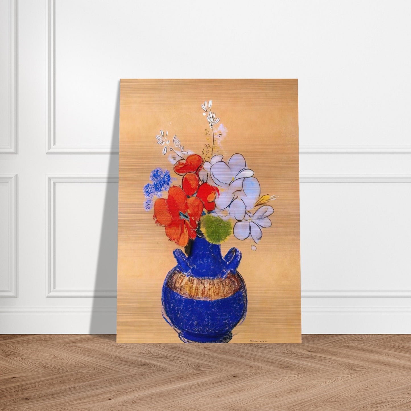 FLOWERS IN A BLUE VASE 1 - Odilon Redon Brushed Aluminum Print - 70x100 cm / 28x40 inches | Odilon Redon Aluminum Print | Odilon Redon Prints