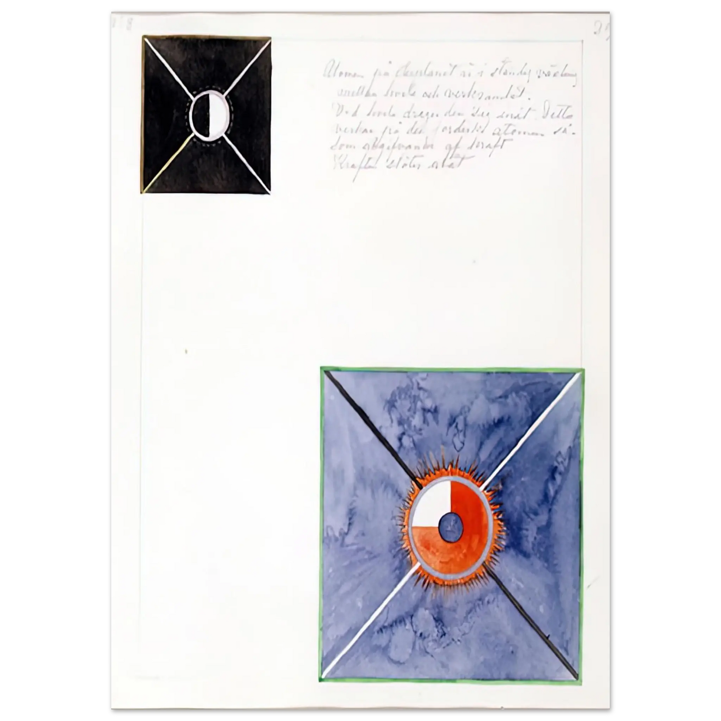 Hilma af Klint - ATOM SERIES NO 8 ATOM ON THE ETHER PLANE IS IN CONSTANT CHANGE BETWEEN REST AND ACTIVITY AT THE 1917 Wall art - 28x43  cm / XL (11x17 Inches) - Premium Wooden Framed Poster With Fine Art Paper - White frame