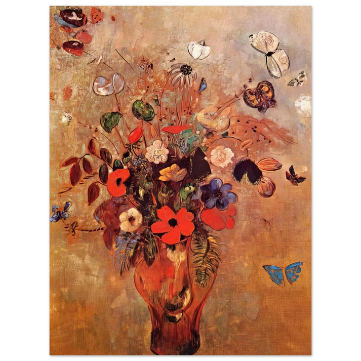 Odilon Redon - VASE WITH FLOWERS AND BUTTERFLIES  75x100 cm / 30x40inches Fine Art Poster