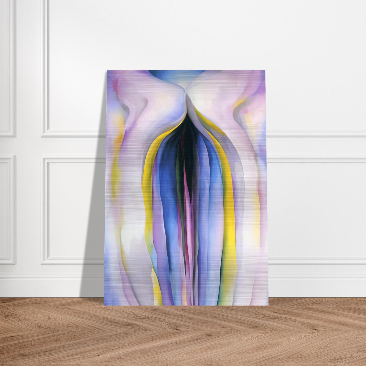 Grey Line With Black, Blue And Yellow - Georgia O'Keeffe Brushed Aluminum Print - 70x100 cm / 28x40 inches | Georgia O'Keeffe Aluminum Print | Georgia O'Keeffe Prints