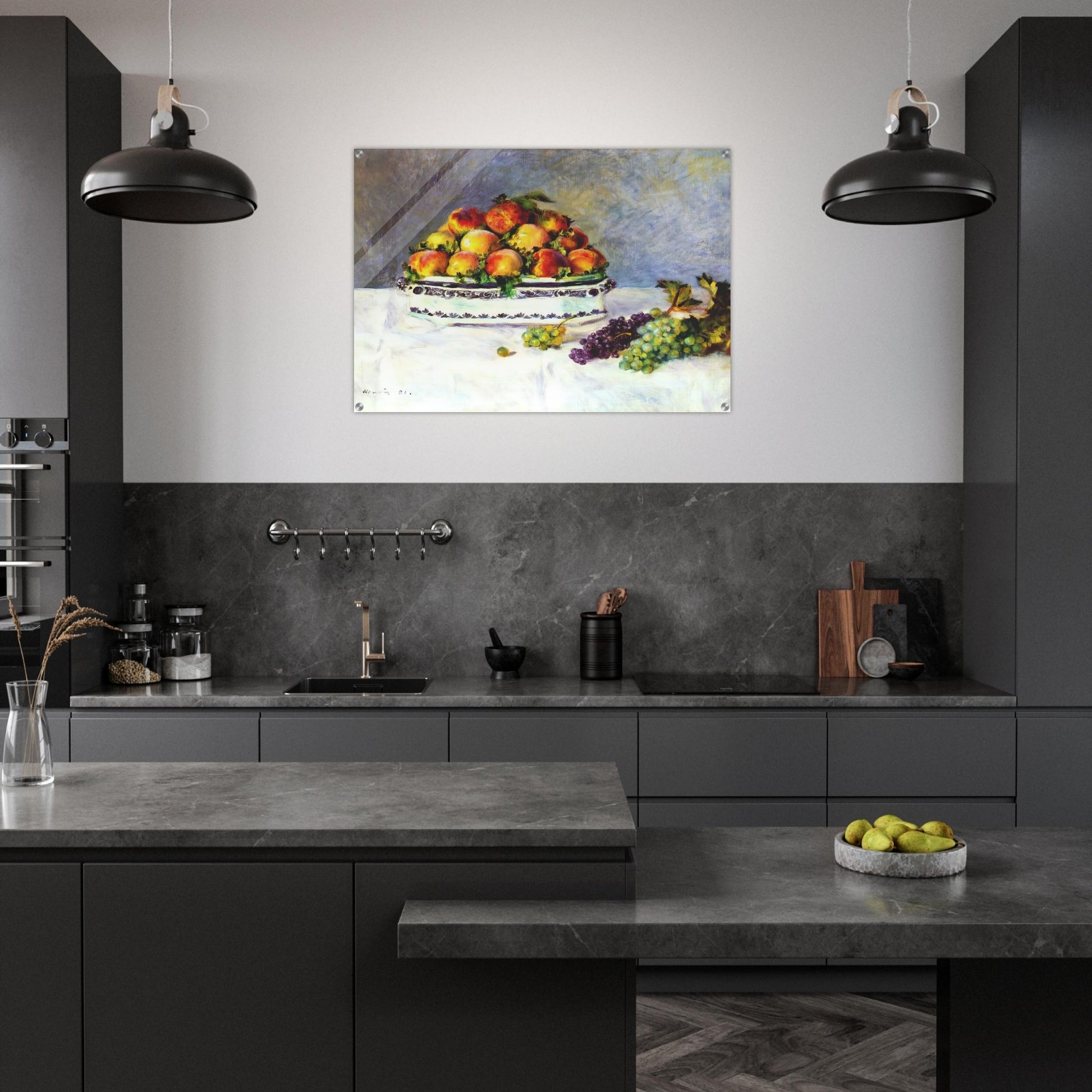Still life with peaches and grapes - Pierre-Auguste Renoir Acrylic Print - 70x100 cm / 28x40″ inches | Pierre-Auguste Renoir Wall Art | Pierre-Auguste Renoir Prints