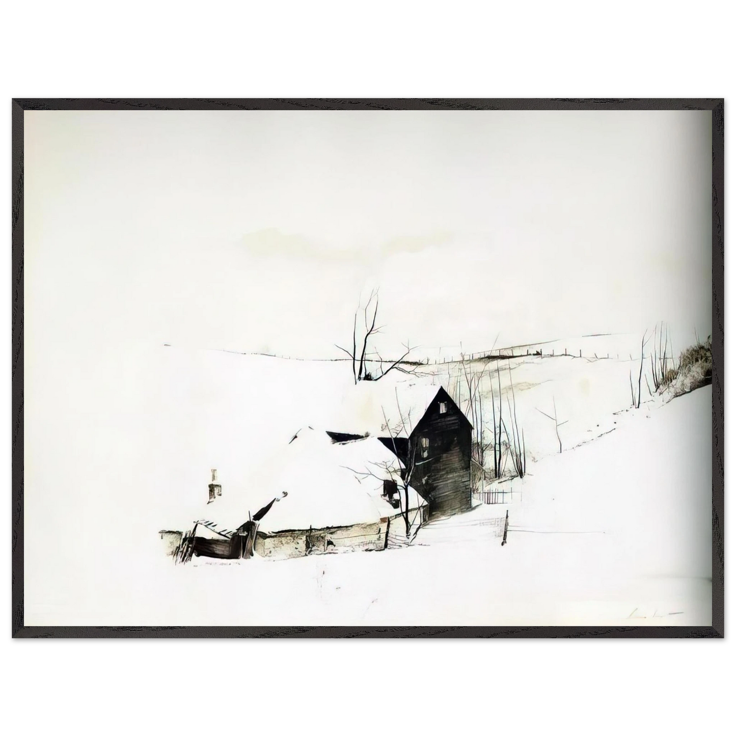 Andrew Wyeth - THE CORNER Wall Art - 21x29.7 cm / 8x12" - Premium Wooden Framed Poster With Fine Art Paper - White frame