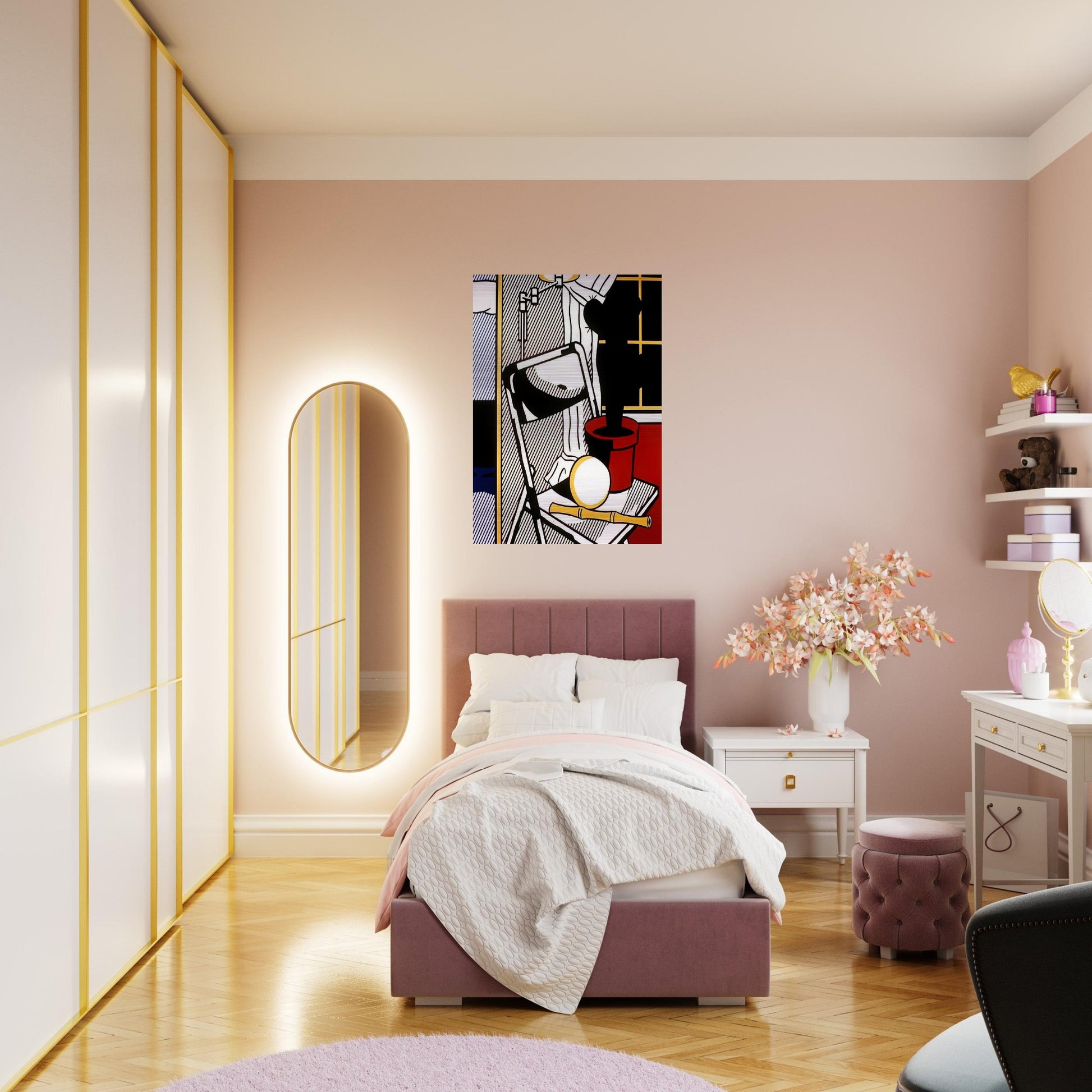 INTERIOR WITH CACTUS 1978 - Roy Lichtenstein Brushed Aluminum Print - 70x100 cm / 28x40 inches | Roy Lichtenstein Aluminum Print | Roy Lichtenstein Prints