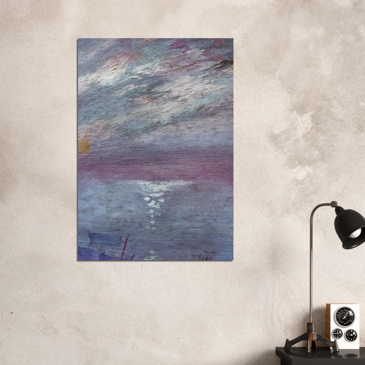 MOONLIGHT OVER THE BAY AT CADAQUES - Salvador Dali Brushed Aluminum Print - 70x100 cm / 28x40 inches | Salvador Dali Aluminum Print | Salvador Dali Prints